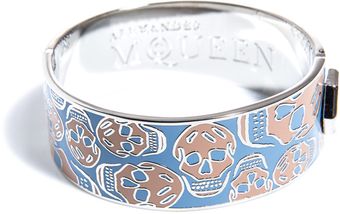 Alexander McQueen Skullprint Enamel Bangle - Lyst