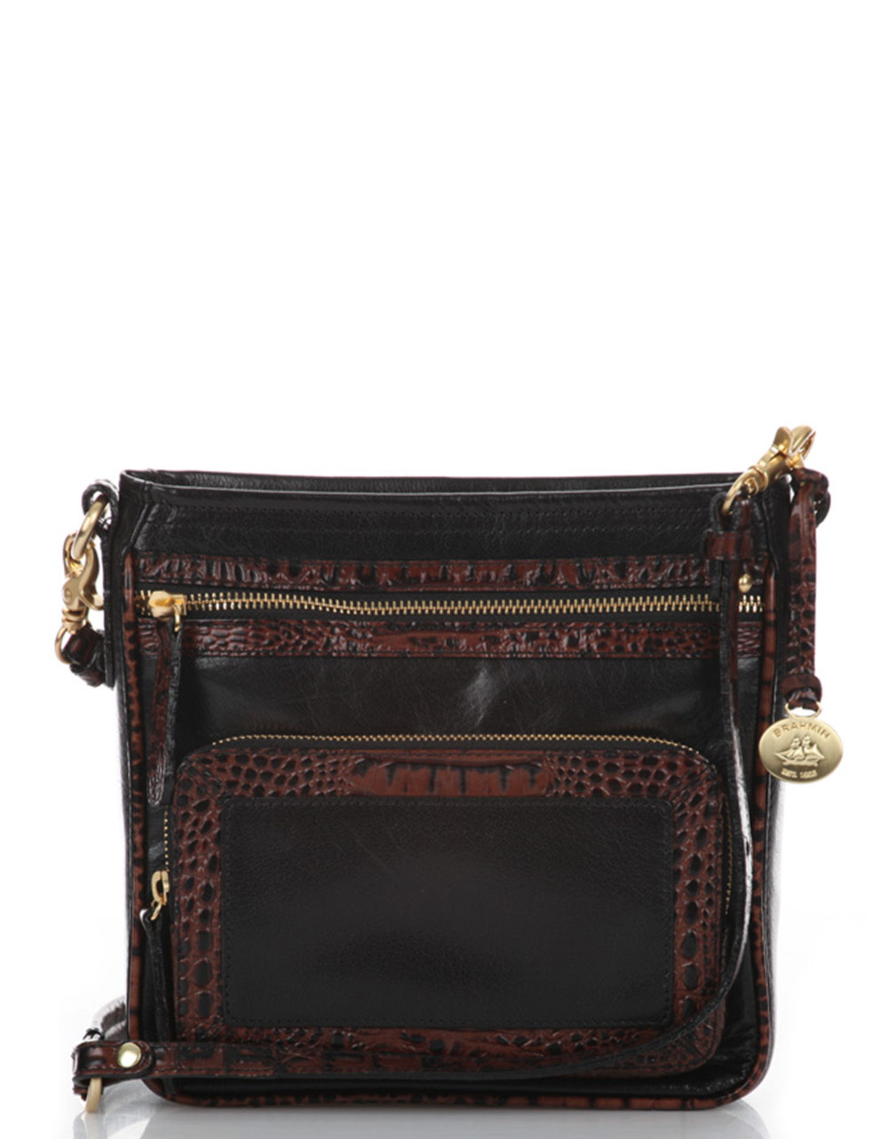Brahmin Cleo Leather Crossbody Bag in Brown (black) | Lyst