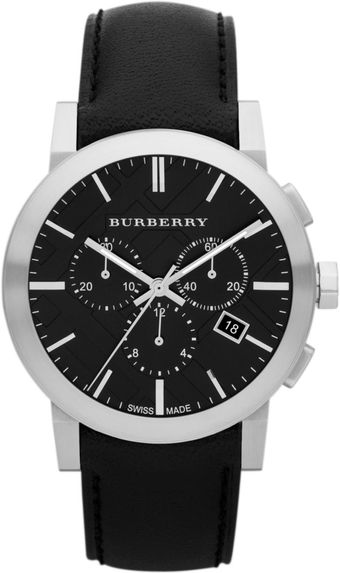 Burberry Chronograph Watch with Black Leather Strap - Lyst