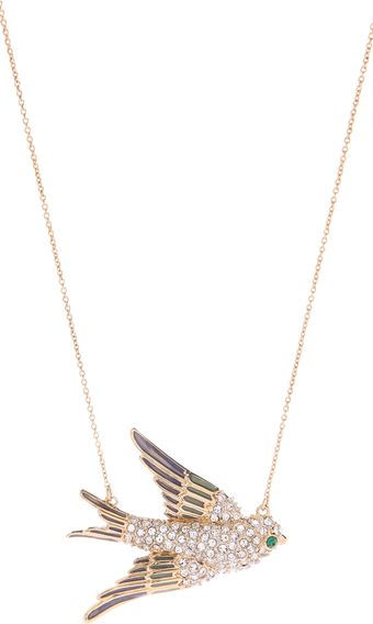 Juicy Couture Pave Bird Necklace - Lyst