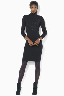 Lauren by Ralph Lauren Petites Merino Embroidered Dress - Lyst