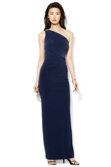 Lauren by Ralph Lauren One-Shoulder Floor-Length Matte Jersey Dress - Lyst