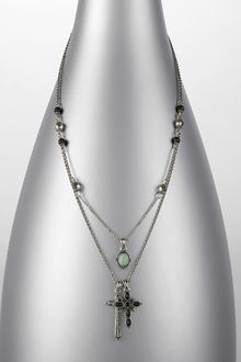 Lucky Brand Silvertone Cross Charm Necklace - Lyst