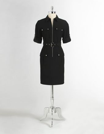 Michael by Michael Kors Rolled Sleeve Belt Dress - Lyst
