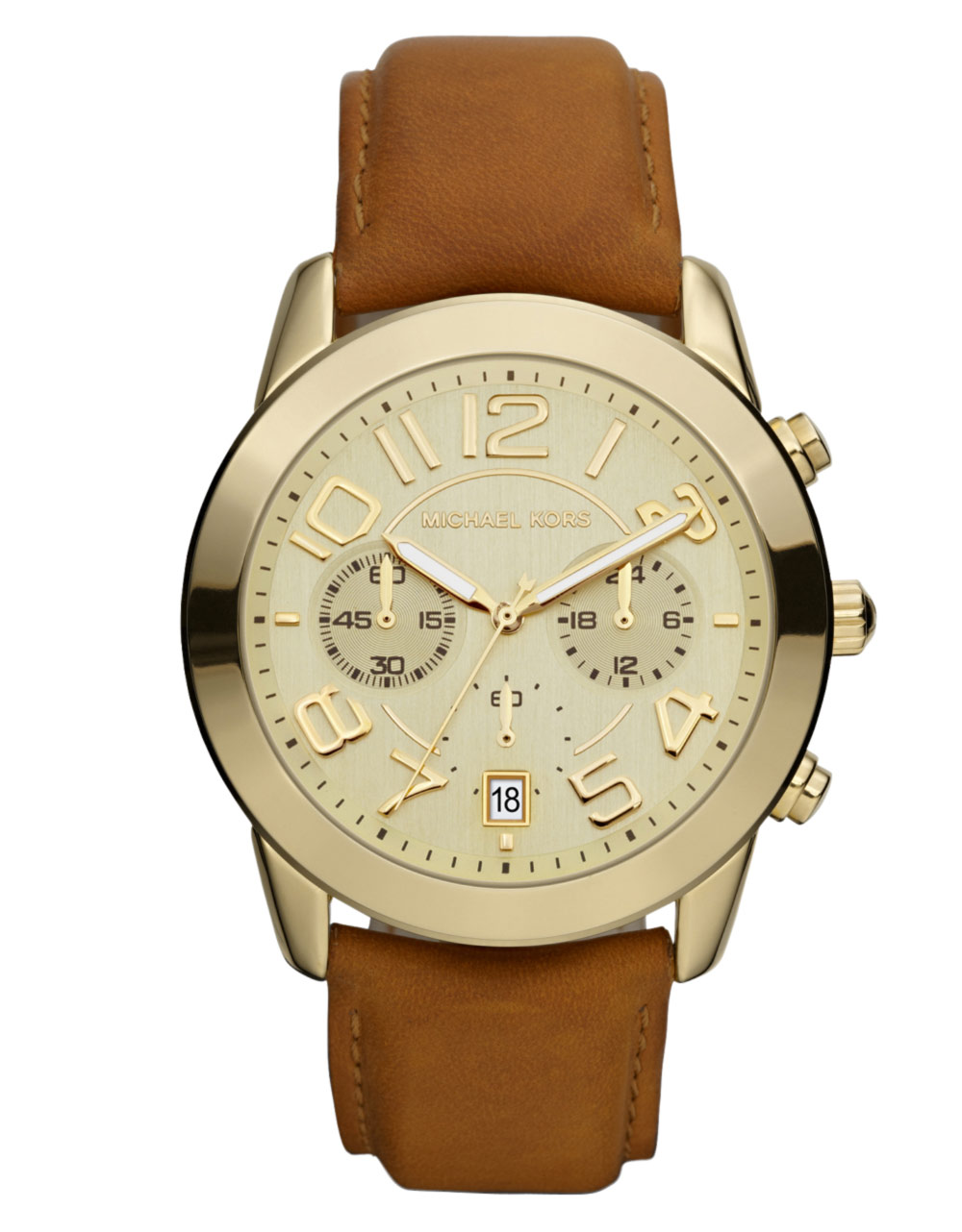 Michael Kors Ladies Mercer Chronograph Watch with Leather Strap in Brown Lyst