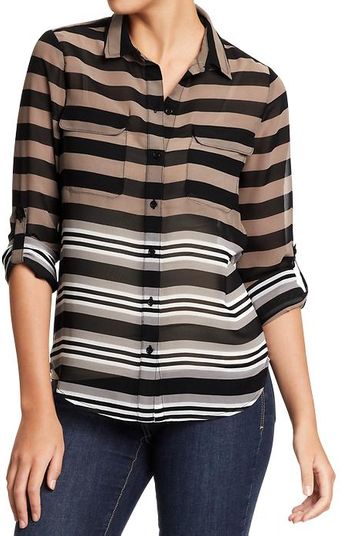 Old Navy Buttonfront Crepe Blouses - Lyst