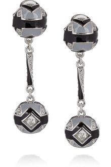 Oscar de la Renta Enamel and Crystal Drop Clip Earrings - Lyst