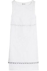 Philosophy di Alberta Ferretti Embellished Cotton and Lace Shift Dress