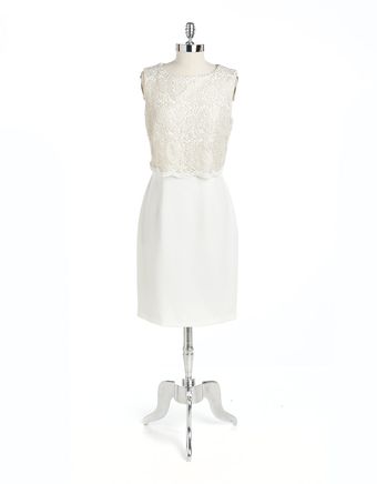Tahari By Arthur S. Levine Sleeveless Lace Top Dress - Lyst