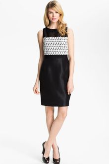 Taylor Dresses Sleeveless Lace Shantung Sheath Dress - Lyst