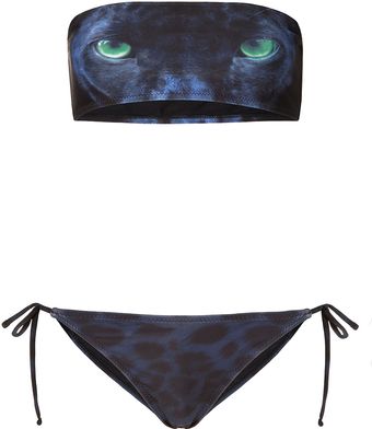 Topshop Black Panther Bandeau Bikini - Lyst