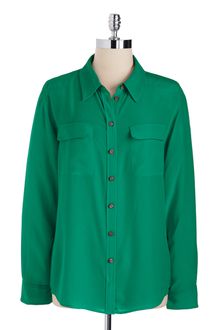 Vince Camuto Silk Button-Down Blouse - Lyst