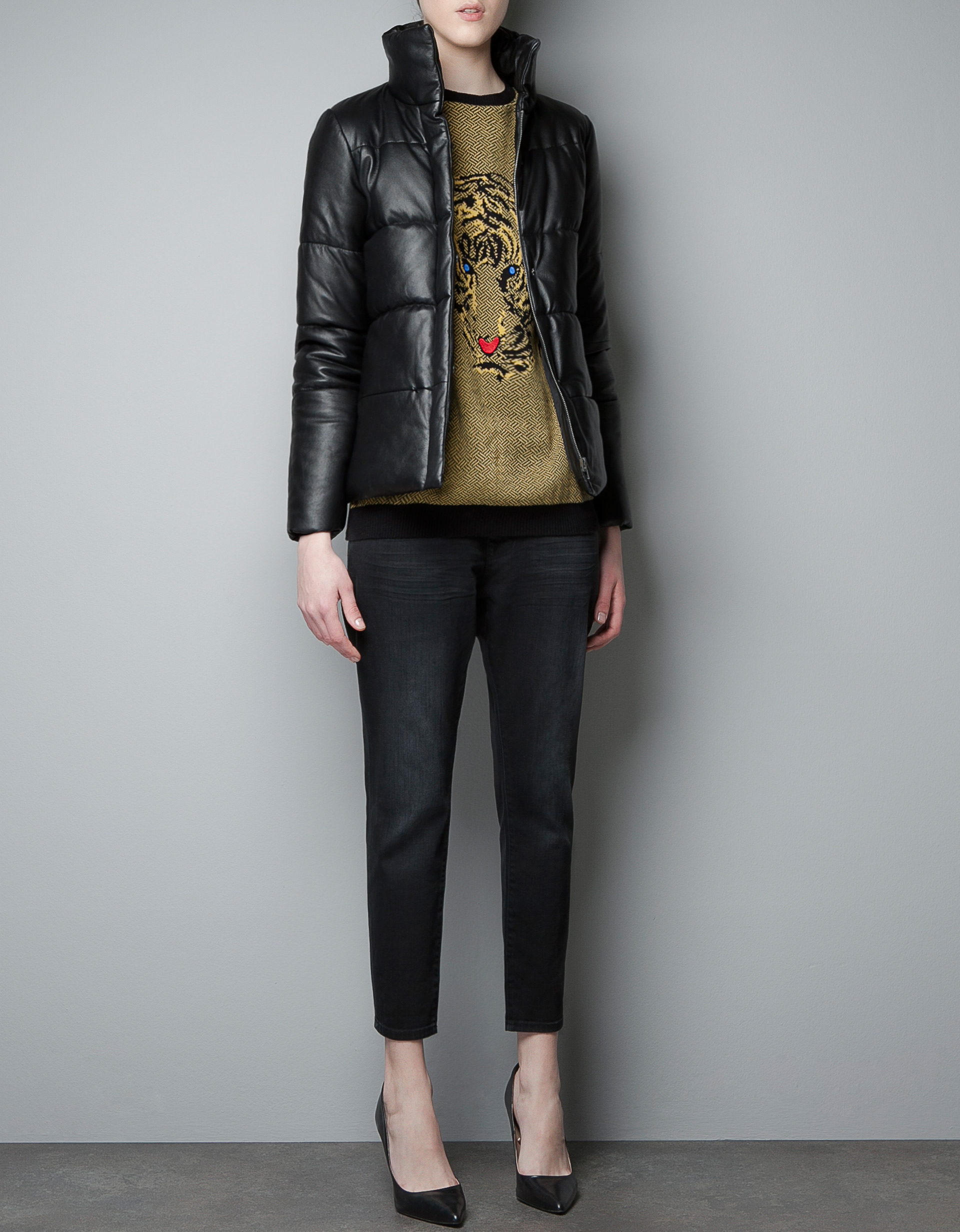 Zara Leather Studio Jacket in Black Lyst