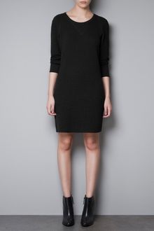 Zara Structured Velour Dress - Lyst