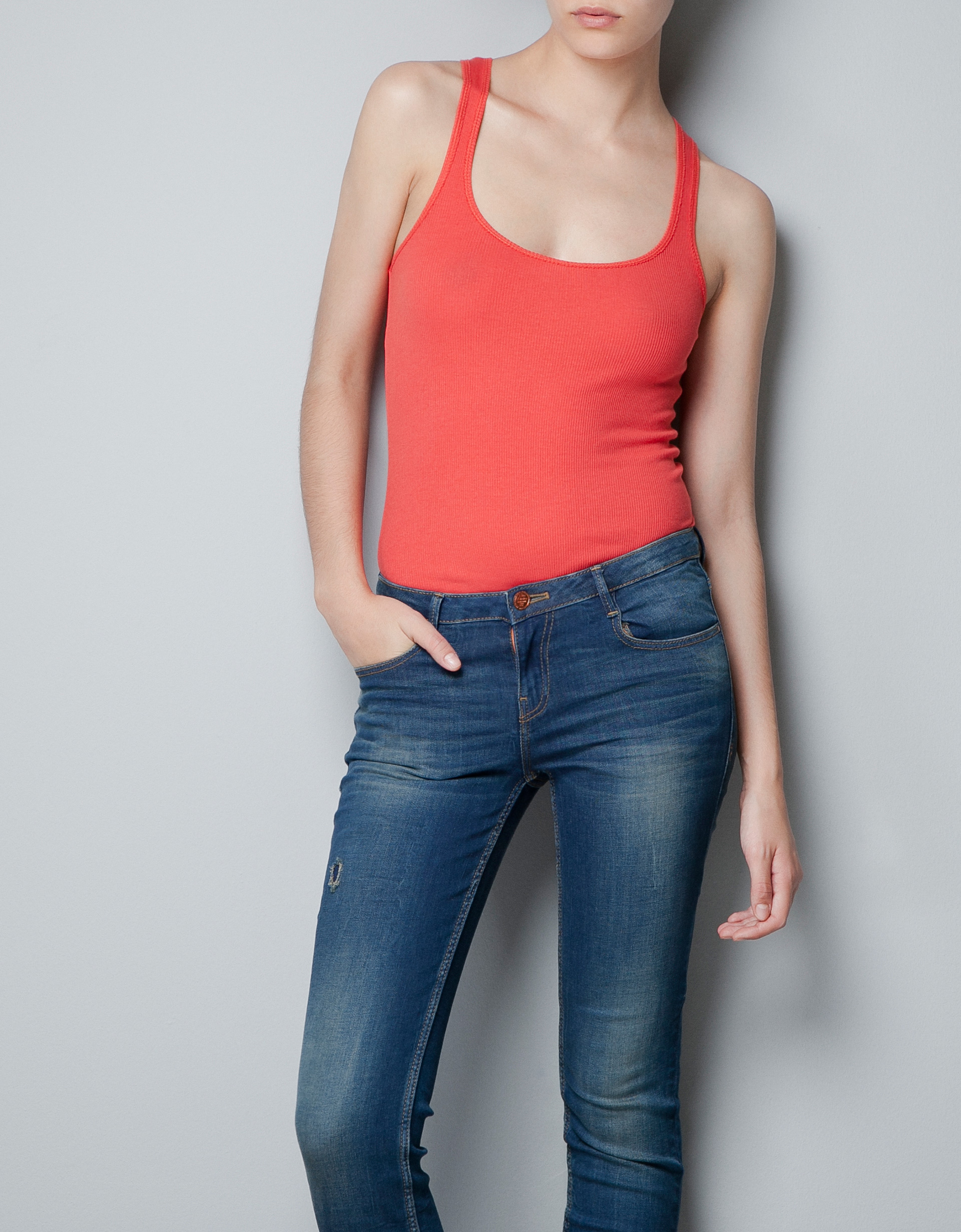 Zara Tank Top in Orange (bright coral) Lyst