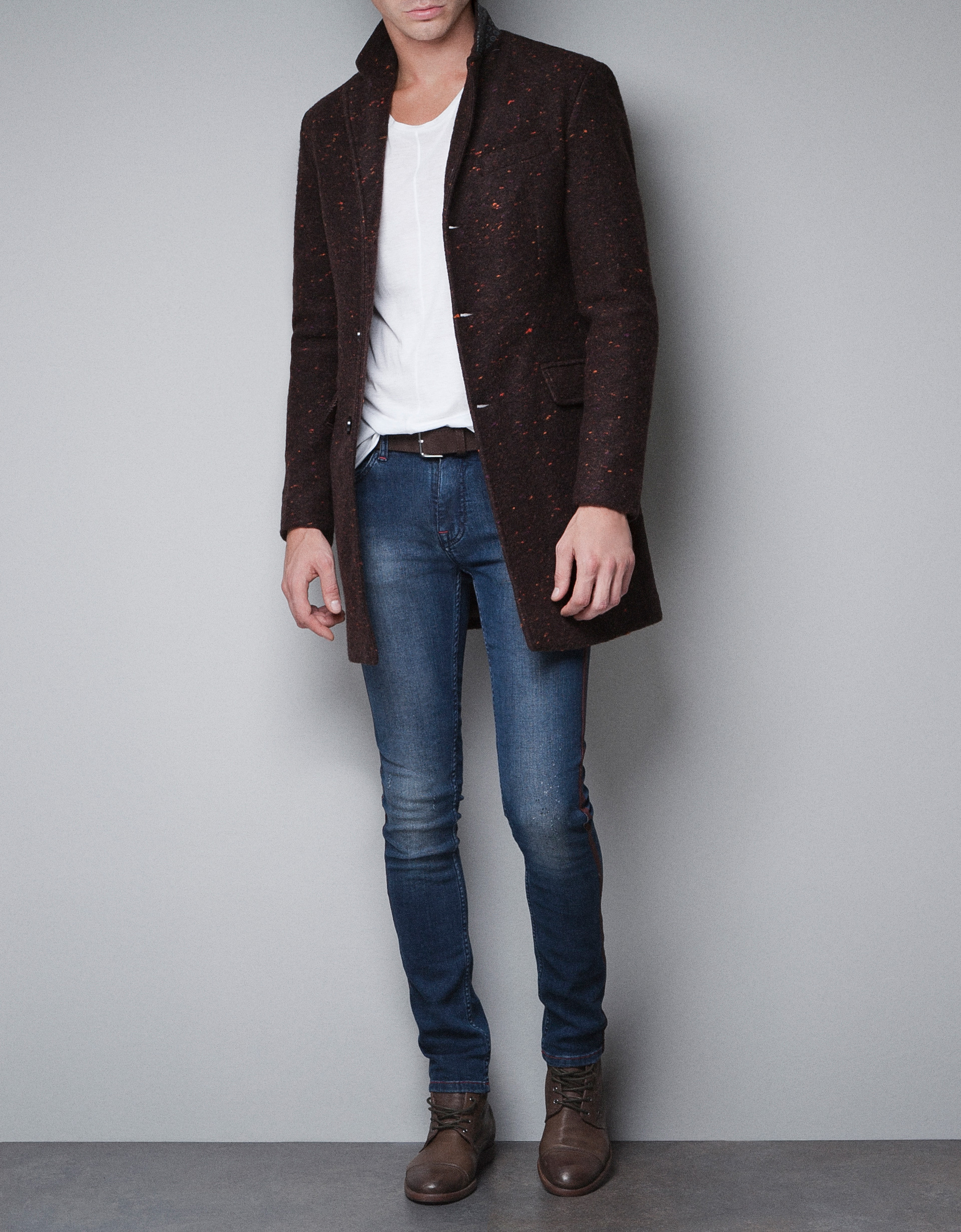 Zara Wool Coat in Red for Men (brown) | Lyst