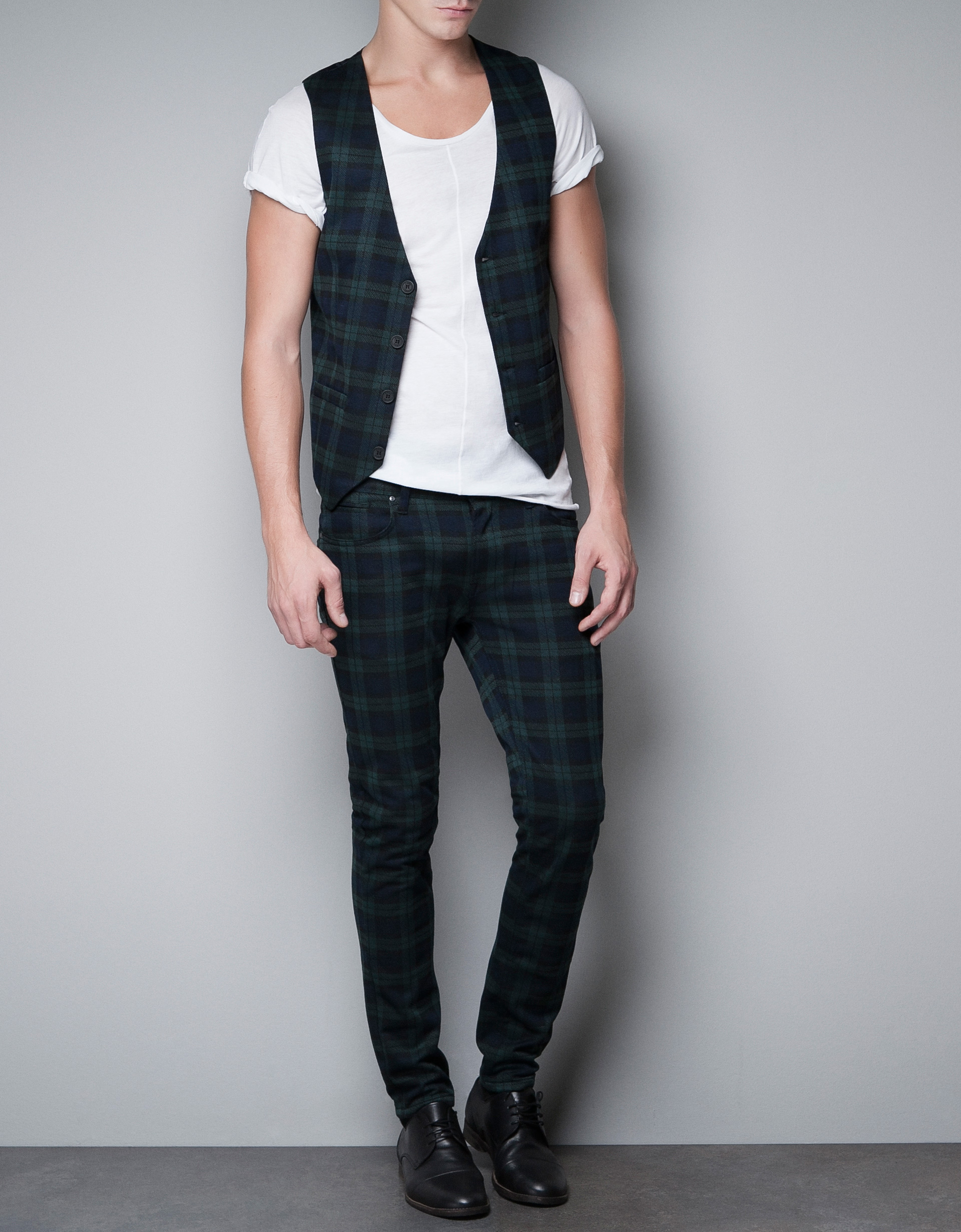 Zara Checked Waistcoat in Green for Men (dark green) Lyst