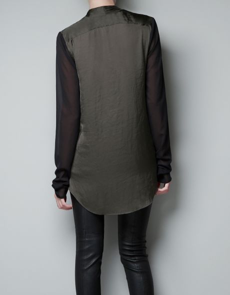 khaki silk top