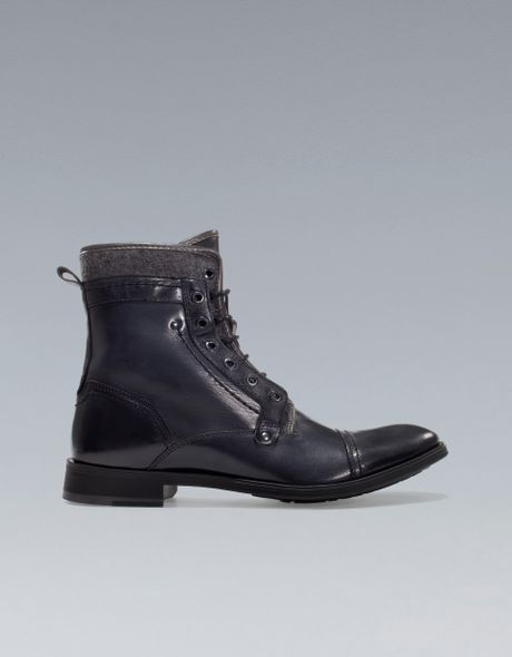 Zara Worker Ankle Boot with Felt Details in Blue for Men (petrol blue)