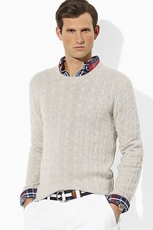Ralph Lauren Long Sleeved Cashmere Cableknit Crewneck Sweater - Lyst