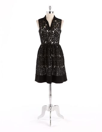 Cynthia Steffe Floral Lace Belted Dress - Lyst