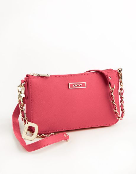 Dkny Leather Crossbody Bag in Pink (magenta)