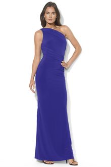 Lauren by Ralph Lauren One-Shoulder Floor-Length Matte Jersey Dress - Lyst