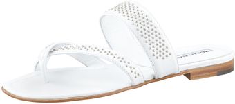 Manolo Blahnik Susabor Toering Studded Flat Sandal White - Lyst