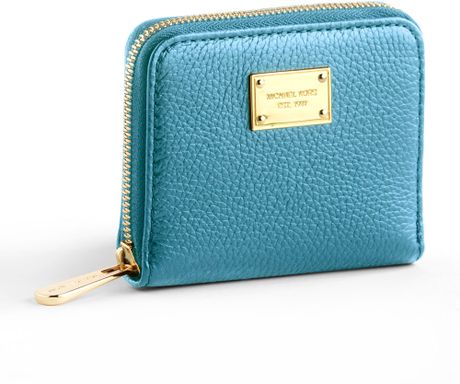 Michael Michael Kors Small Zip Around Leather Wallet in Blue (turquoise) | Lyst