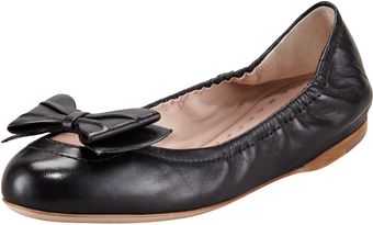 Miu Miu Ballerina Bow Flat Black - Lyst