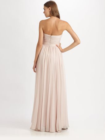 Notte By Marchesa Strapless Silk Chiffon Gown - Lyst