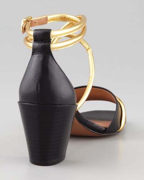 Rachel Zoe Montana Low-heel Sandal in Gold (black gold)