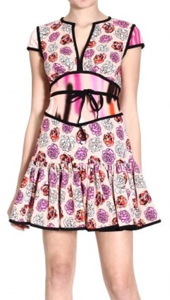 Versus  Shortsleeve Flower Print Dress Sequin - Lyst