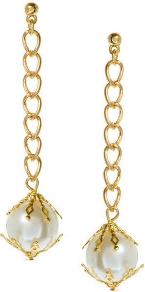 Asos Filigree Pearl and Chain Drop Earrings - Lyst