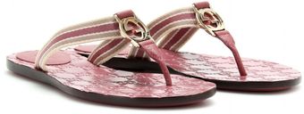 Gucci Logo Leather Thong Sandals - Lyst