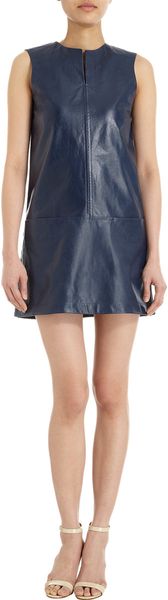 Jil Sander Leather Shift Dress - Lyst