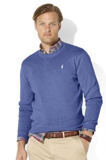 Polo Ralph Lauren Long Sleeved Silk Cable Knit V-Neck Sweater - Lyst
