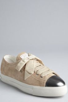 Prada Prada Sport Sand Leather Metallic Cap Toe Sneakers - Lyst