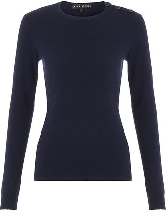 Ralph Lauren Black Label Buttoned Cashmere Sweater - Lyst