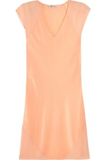 T By Alexander Wang Mesh Paneled Silk Dress - Lyst