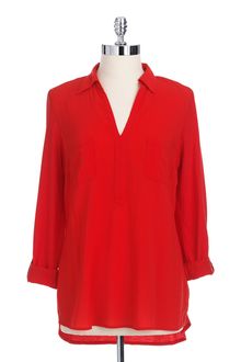 Vince Camuto Longsleeved Splitneck Blouse - Lyst