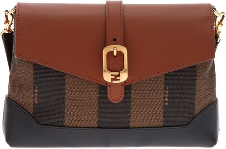 Fendi Striped Shoulder Bag in Brown - Lyst