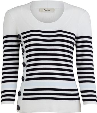 Precis Petite Modern Stripe Button Knit - Lyst