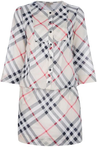 Burberry Brit Checked Button Down Dress - Lyst