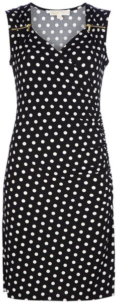 Michael Kors Contrast Zip Polkadot Dress - Lyst
