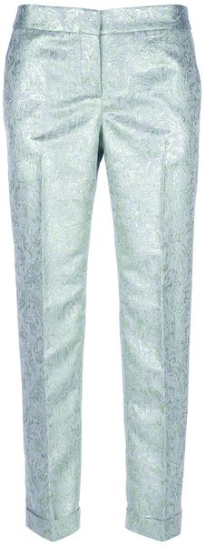Tory Burch Metallic Paisley Print Trouser - Lyst