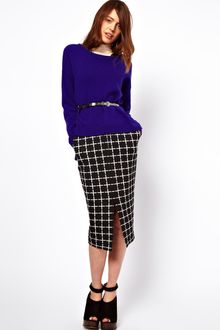ASOS Collection Asos Ponte Pencil Skirt in Check - Lyst