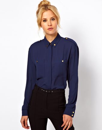 ASOS Collection Asos Shirt with Utility Button Detail - Lyst