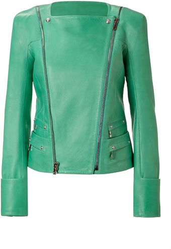 Balmain Mint Lambskin Biker Jacket - Lyst