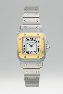 Cartier Santos Galbee Stainless Steel and 18k Yellow Gold Watch On Bracelet Small - Lyst